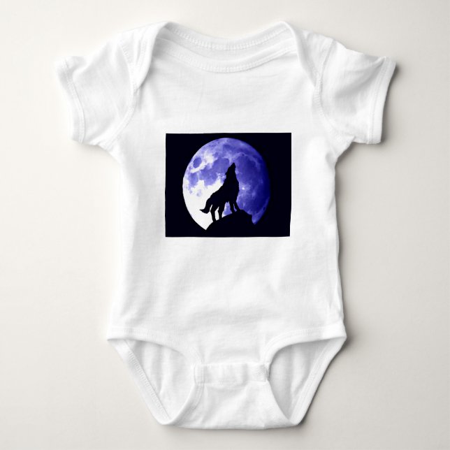 Wolf Howling auf dem Mond Baby Strampler (Vorderseite)