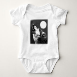 Wolf Howling auf dem Mond Baby Strampler