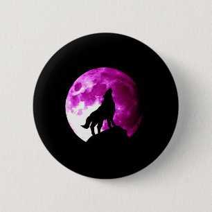 Wolf Howling auf dem Mond Button
