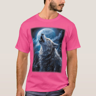 Wolf Howling auf dem Mond Fantasy Art Wildlife T-Shirt