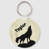 Wolf Howling auf dem Mond Illustration Personalisi