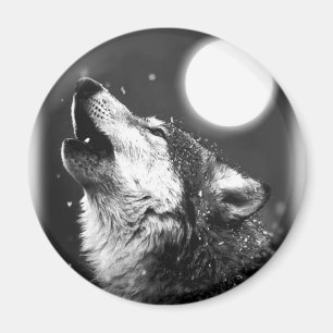 Wolf Howling auf dem Mond Magnet
