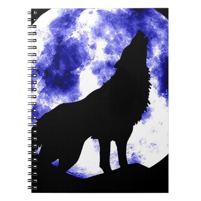 Wolf Howling auf dem Mond Notizblock (Vorderseite)