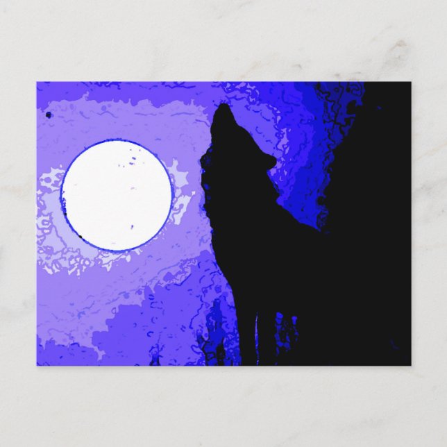 Wolf Howling auf dem Mond Postkarte (Vorderseite)
