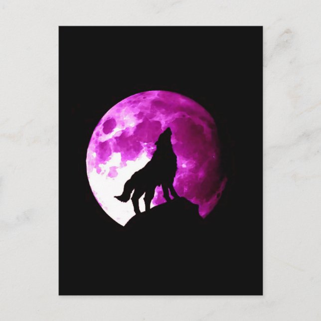 Wolf Howling auf dem Mond Postkarte (Vorderseite)