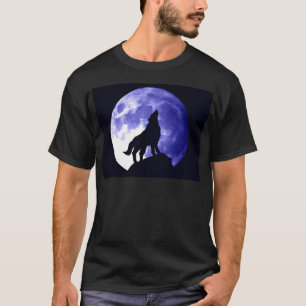 Wolf Howling auf dem Mond T-Shirt
