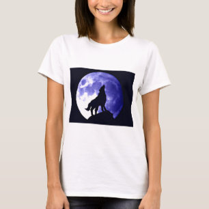 Wolf Howling auf dem Mond T-Shirt