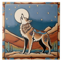 Wolf Howling auf dem Moon Southwestern Style Südwe