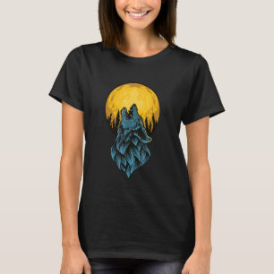 Wolf Howling auf Vollmond Berge Natur T-Shirt