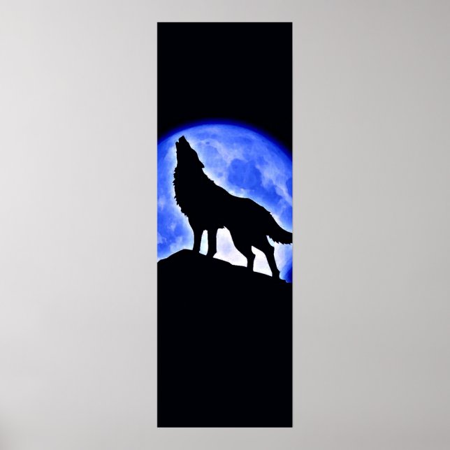 Wolf Howling bei Moon Poster - Wolf Poster (Vorne)