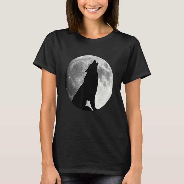 Wolf Howling bei Moon Wolf T-Shirt (Vorderseite)