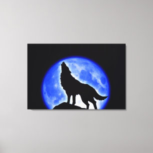 Wolf Howling bei Moon Wrapped Canvas Leinwanddruck