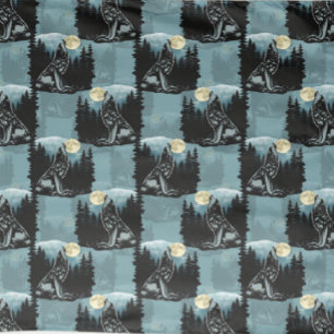 Wolf Howling beim Moon-Muster-Design Stoff
