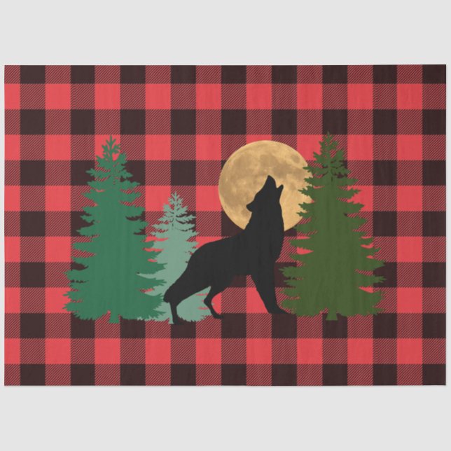 Wolf Howling Full Moon Seidenpapier (Vorderseite)
