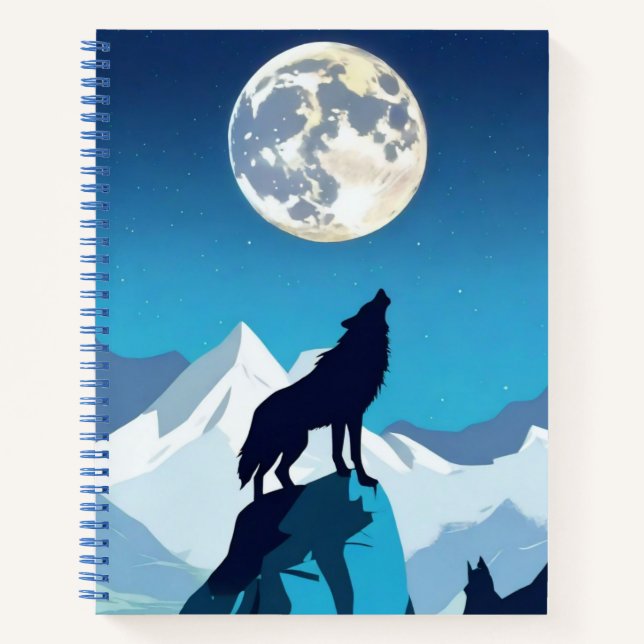Wolf Howling im Full Moon Journal Notizbuch (Vorderseite)