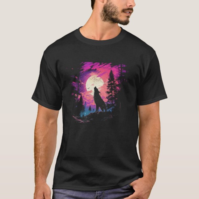 Wolf Howling im Mondlandschaftspark Frauen Ala T-Shirt (Vorderseite)