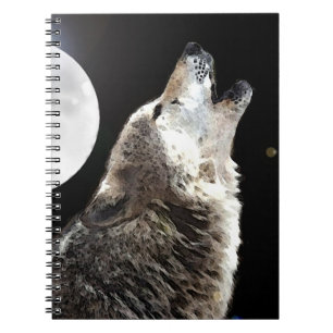 Wolf Howling im Moon-Notebook Notizblock