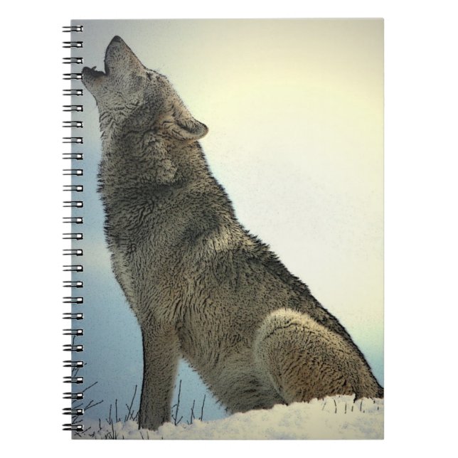 Wolf Howling im Snow-Notebook Notizblock (Vorderseite)