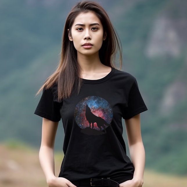 Wolf Howling in Galaxy T-Shirt (Wolf Howling in Galaxy Tshirt)