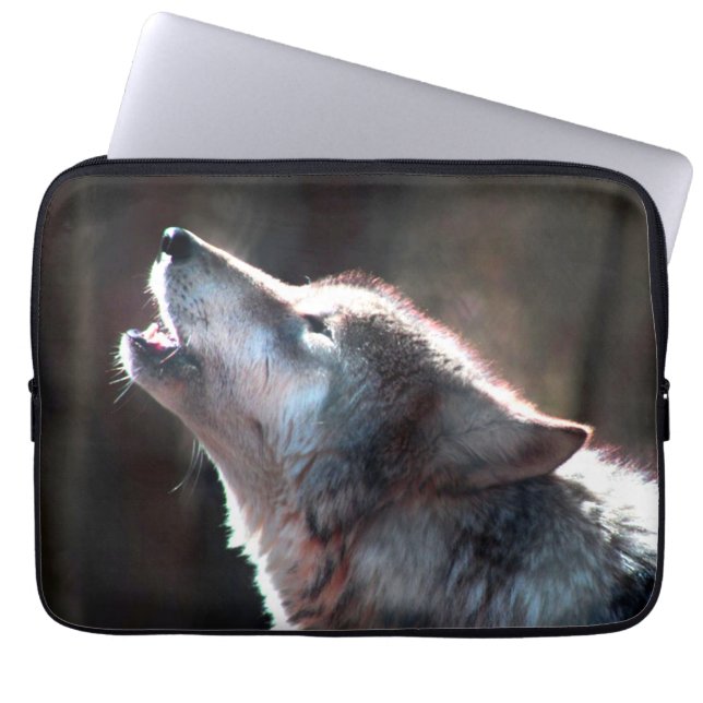 Wolf Howling Lone Wolf Laptopschutzhülle (Vorderseite)