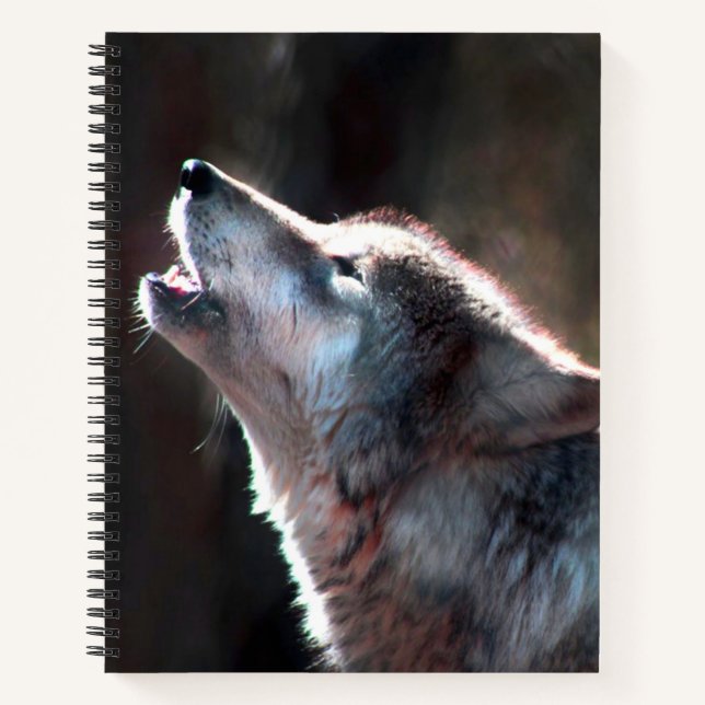 Wolf Howling Lone Wolf Notizbuch (Vorderseite)