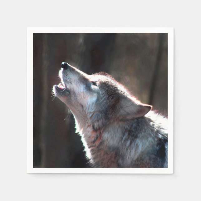 Wolf Howling Lone Wolf Serviette (Vorderseite)