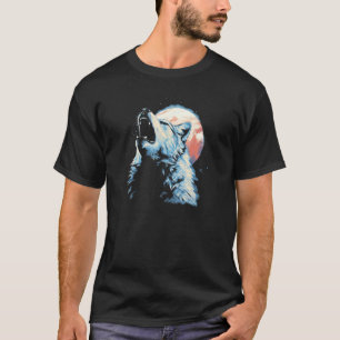 Wolf Howling mit Vollmond im Hintergrund - Wolf L T-Shirt