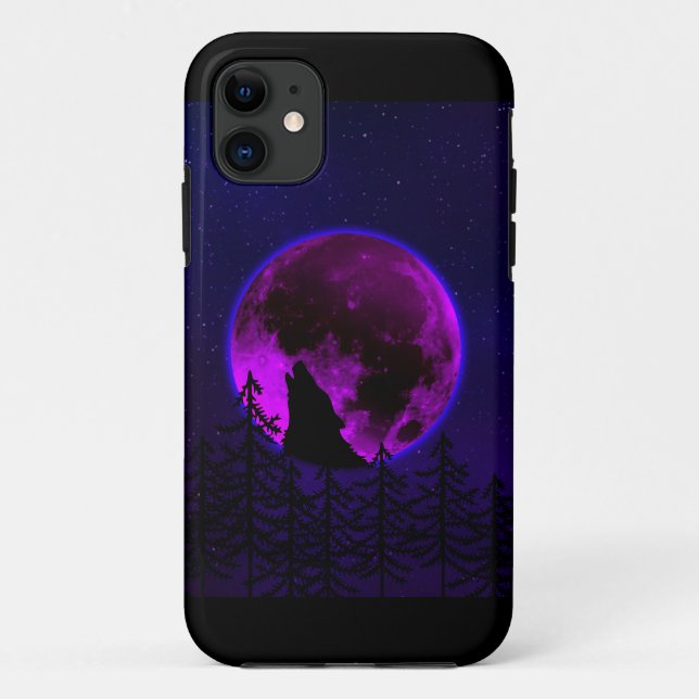 WOLF HOWLING MOON MAGENTA Case-Mate iPhone HÜLLE (Rückseite)