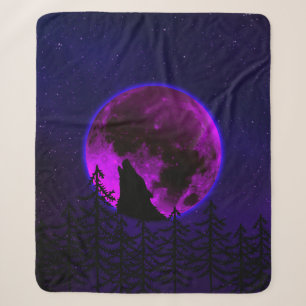 WOLF HOWLING MOON MAGENTA SHERPADECKE