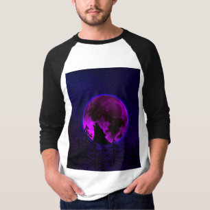 WOLF HOWLING MOON MAGENTA T - Shirt