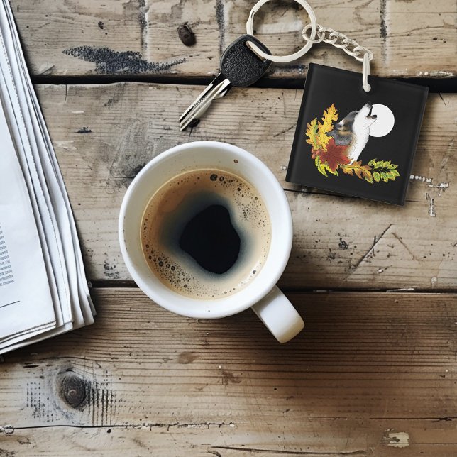 Wolf Howling Moon Schlüsselanhänger (Von Creator hochgeladen)