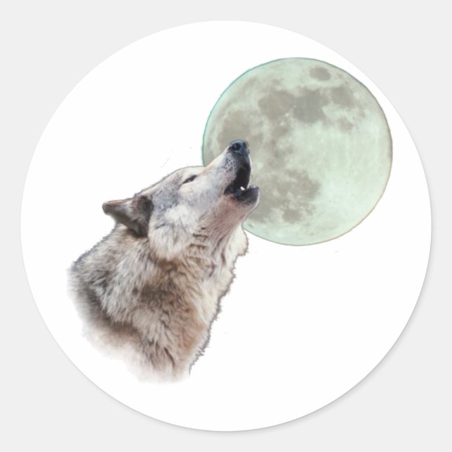 Wolf Howling Runder Aufkleber (Vorderseite)