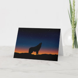 Wolf Howling Silhouette bei Sunset Greeting Card Karte