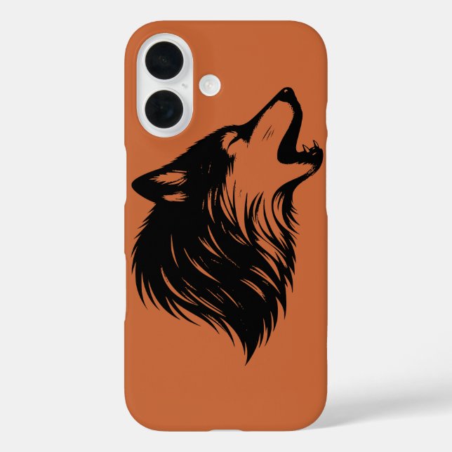 Wolf Howling Silhouette iPhone 16 Hülle (Rückseite)