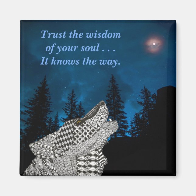 Wolf Howling sur le aimant de la lune (Devant)