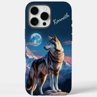 Wolf Howling unter dem Mondglühen iPhone 16 Pro Max Hülle