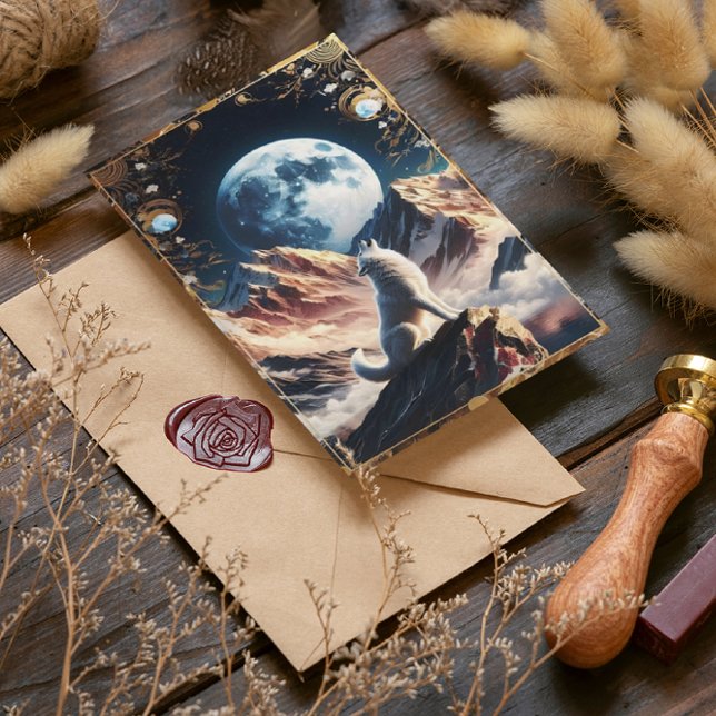 Wolf Howling unter dem Mondlicht Postkarte (Von Creator hochgeladen)