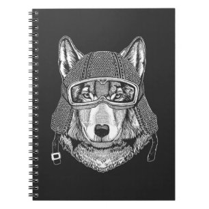 Wolf-Hundemotorrad-Reiter Notizblock