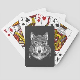 Wolf-Hundemotorrad-Reiter Spielkarten