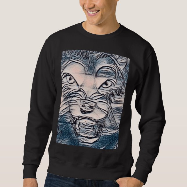 Wolf Husky Dog Face Art Sweatshirt (Vorderseite)