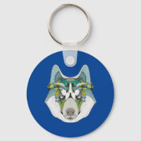 Wolf Husky schmückt grünblau