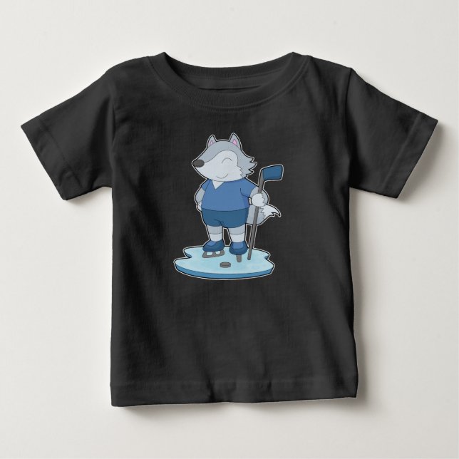 Wolf Ice Hockey Eishockeystick Baby T-shirt (Vorderseite)