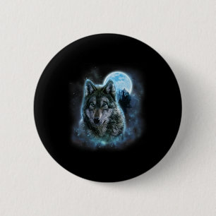 Wolf Icy Moon Galaxy Jagdground Graue Wölfe Fo Button