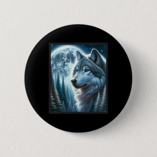 Wolf Icy Moon Galaxy Jagdground Graue Wölfe Fo Button