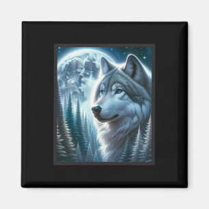 Wolf Icy Moon Galaxy Jagdground Graue Wölfe Fo Magnet