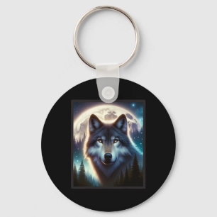 Wolf Icy Moon Galaxy Jagdground Graue Wölfe Fo Schlüsselanhänger