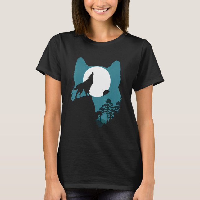 Wolf Illustrator Howling Wolf Moon Wolf T-Shirt (Vorderseite)