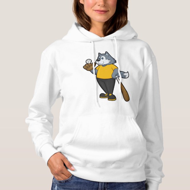Wolf im Baseball mit Baseballschläger Hoodie (Vorderseite)