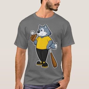 Wolf im Baseball mit Baseballschläger T-Shirt