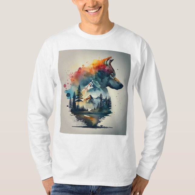 Wolf im Berg T-Shirt (Vorderseite)